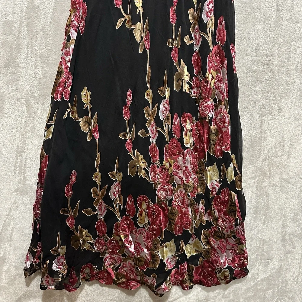 VTG Sue Wong Nocturne Gown Womens 10 Silk Blend Intricate Floral Beads & Sequins - Picture 10 of 16